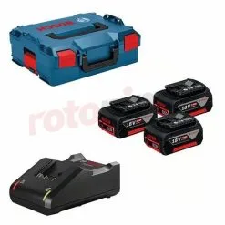 3 Batteries GBA 5,0Ah, Chargeur GAL18V-40 Et Valise L-BOXX 136 Bosch