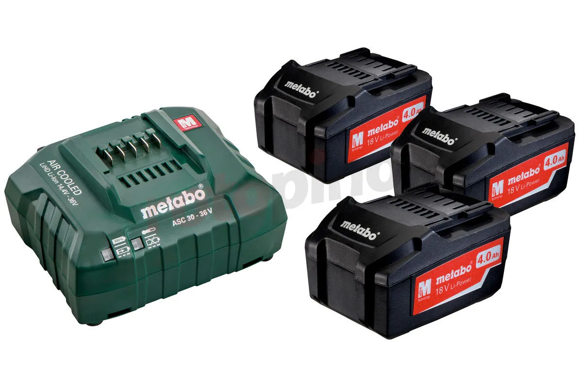 Batterie 18V 4.0Ah (3 Pcs.) + Chargeur Metabo 685049000 3 Batterie 18V 4.0Ah (3 Pcs.) + Chargeur Metabo 685049000