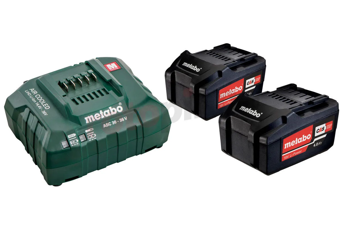 Ensemble De 2 Batteries 18V Li-Power 4.0Ah Avec Chargeur ASC 30-36V Metabo 3 Ensemble De 2 Batteries 18V Li-Power 4.0Ah Avec Chargeur ASC 30-36V Metabo