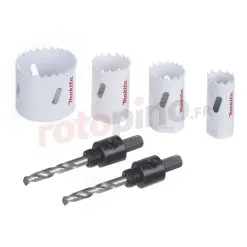 Jeu De De Forage 22, 29, 32 Et 51mm + Adaptateur + 2 Guides De Perçage Makita D-33657