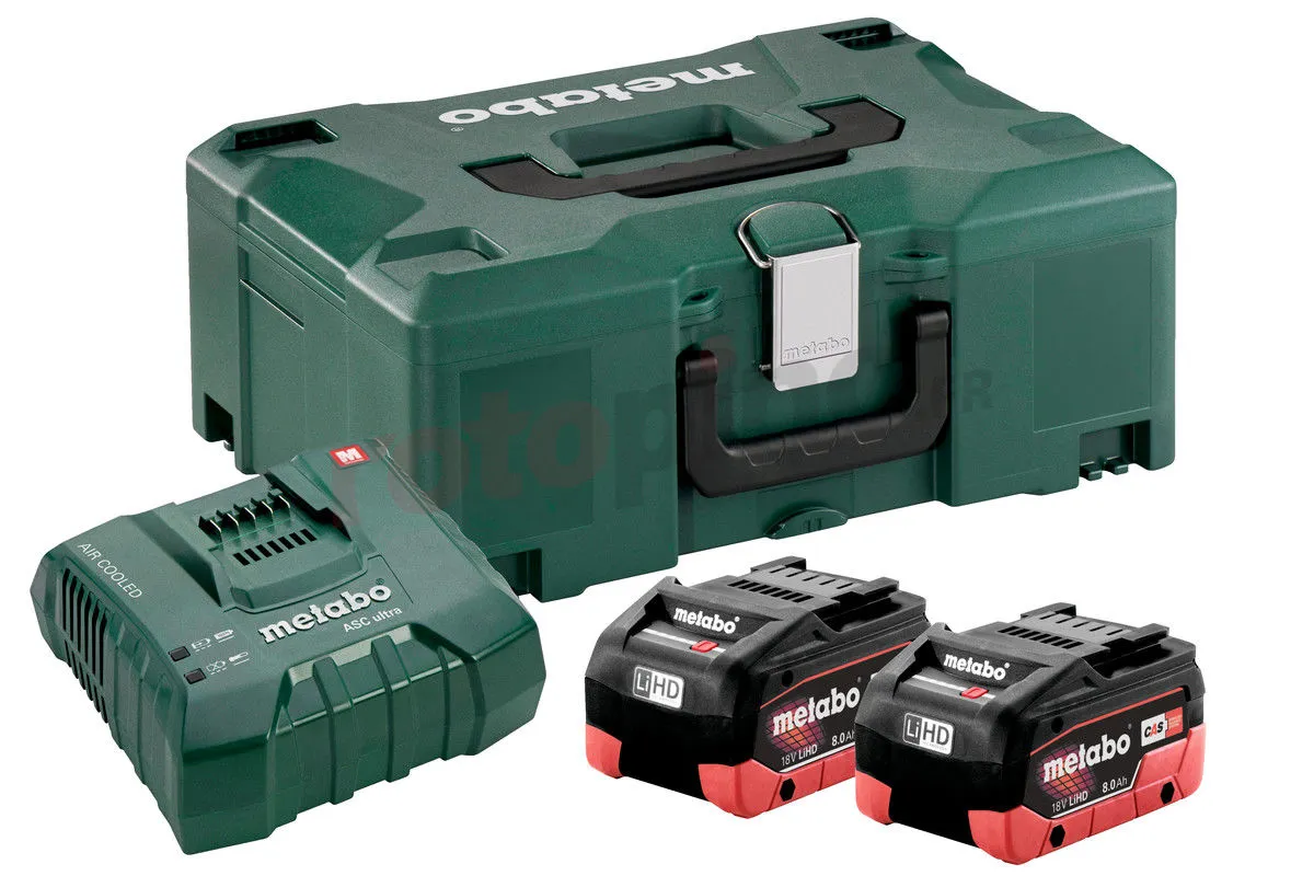 Kit De 2 Batteries 18V LiHD 8.0Ah Et Chargeur ASC Ultra En MetaLoc Metabo 3 Kit De 2 Batteries 18V LiHD 8.0Ah Et Chargeur ASC Ultra En MetaLoc Metabo