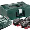 Kit De 3 Batteries 18V LiHD 5.5Ah Et Chargeur ASC 30-36V En MetaLoc Metabo