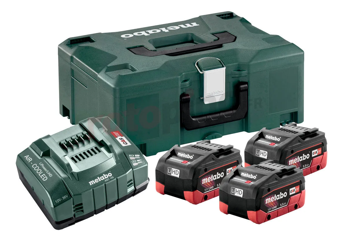 Kit De 3 Batteries 18V LiHD 5.5Ah Et Chargeur ASC 30-36V En MetaLoc Metabo 3 Kit De 3 Batteries 18V LiHD 5.5Ah Et Chargeur ASC 30-36V En MetaLoc Metabo