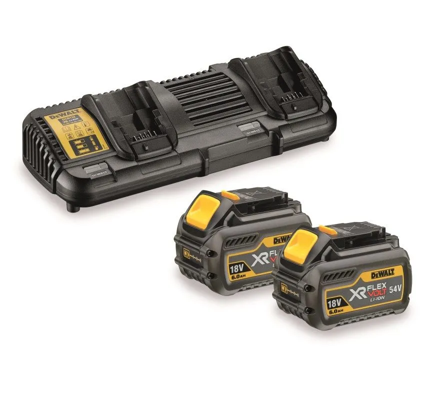 Pack 2 Batteries 54/18V 2,0/6,0Ah + Chargeur Double DeWalt FLEXVOLT DCB132T2 3 Pack 2 Batteries 54/18V 2,0/6,0Ah + Chargeur Double DeWalt FLEXVOLT DCB132T2